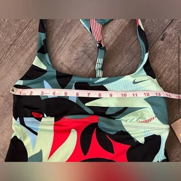 NIKE Colorful Leaf Print Tankini Top Swim New with Tags - Picture 4 of 7